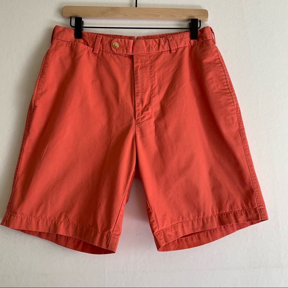 Peter Millar Cape Red 8” Shorts Men Sz 32 Flat Front 100% Cotton Beach Boat
